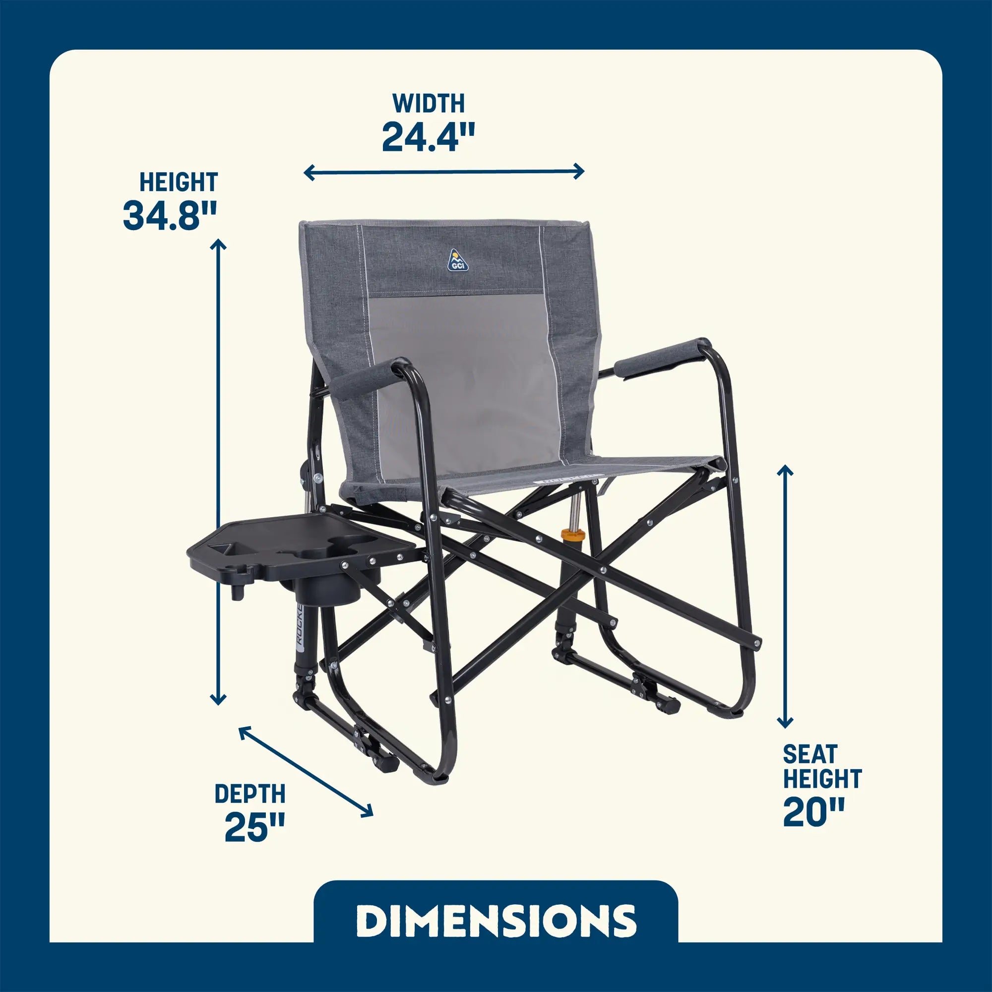 Heavy-Duty Freestyle Freestyle Rocker with Side Table - Choice 853 - Freestyle Rocker Portable Outdoor Folding Chair Detail