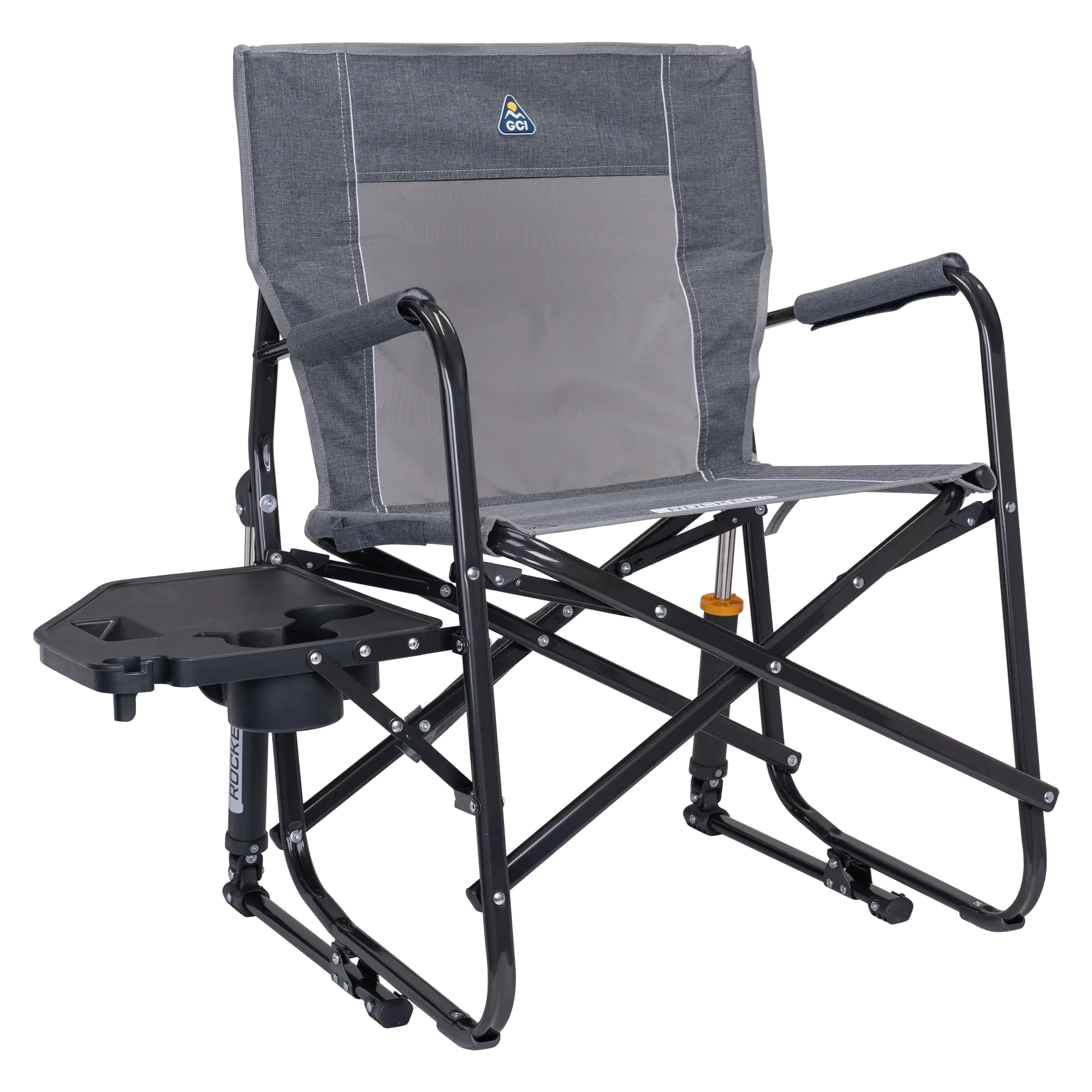Heavy-Duty Freestyle Freestyle Rocker with Side Table - Choice 853 - Freestyle Rocker Portable Outdoor Folding Chair - Heathered Pewter