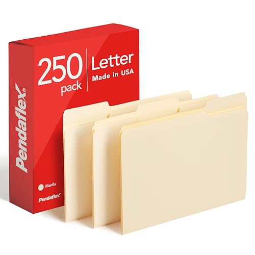 Classic Pendaflex File Folders, 250 Bulk Pack, resilient Manila Folders,