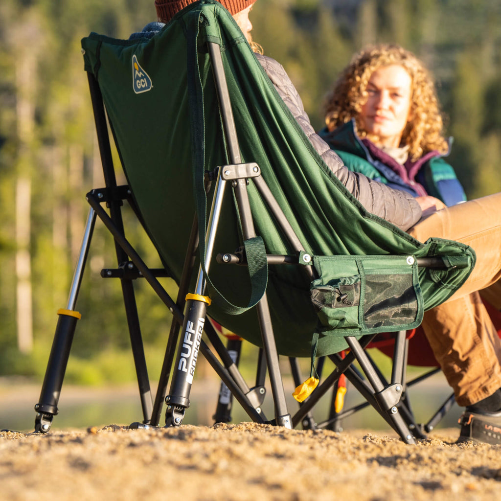 Heavy-Duty Freestyle Puff Rocker - Choice 731 - Patented Spring-Action Rocking Chair for Camping Detail