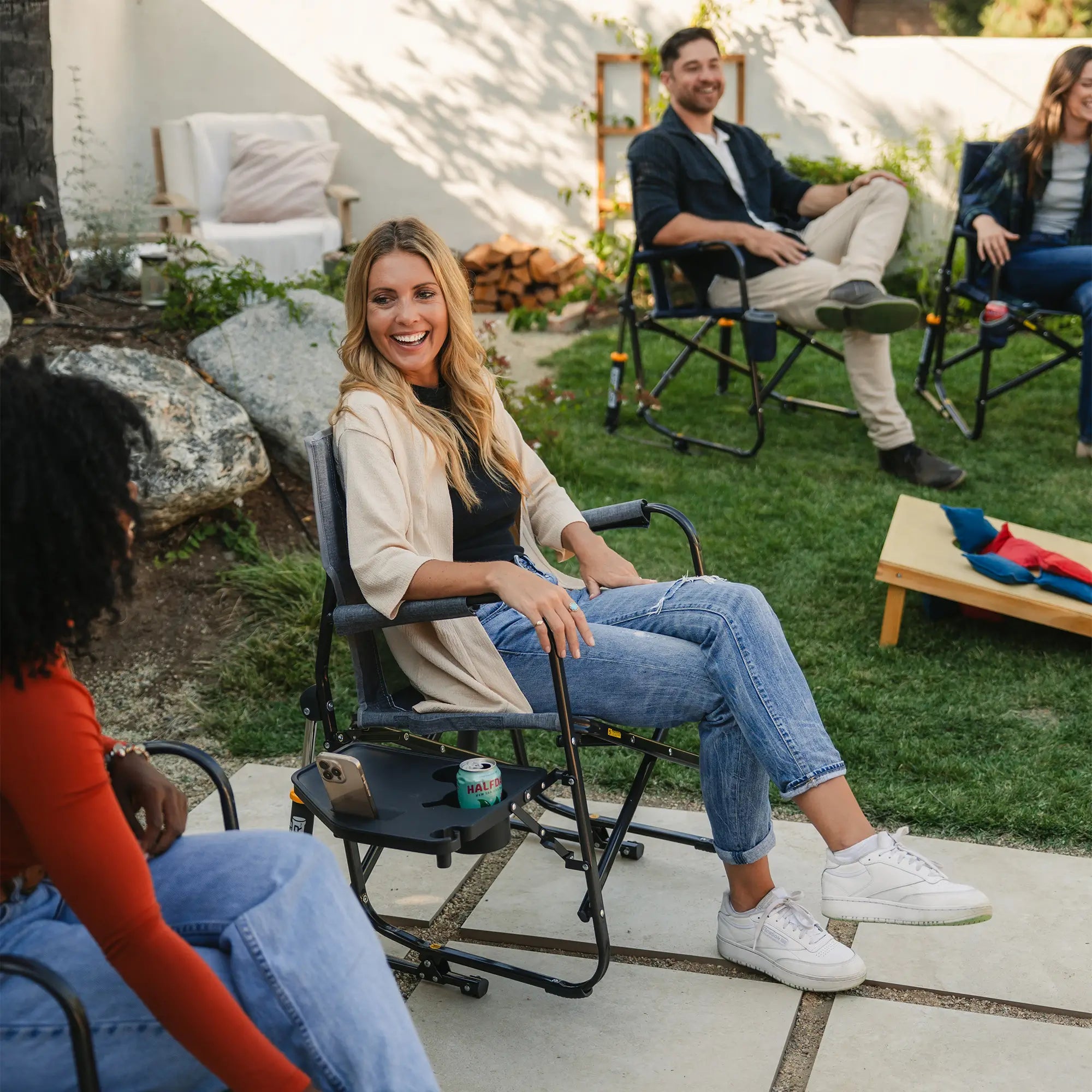 Heavy-Duty Freestyle Freestyle Rocker with Side Table - Choice 853 - Freestyle Rocker Portable Outdoor Folding Chair Detail