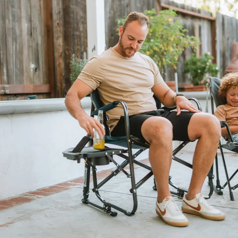 Heavy-Duty Freestyle Freestyle Rocker with Side Table - Choice 853 - Freestyle Rocker Portable Outdoor Folding Chair Detail