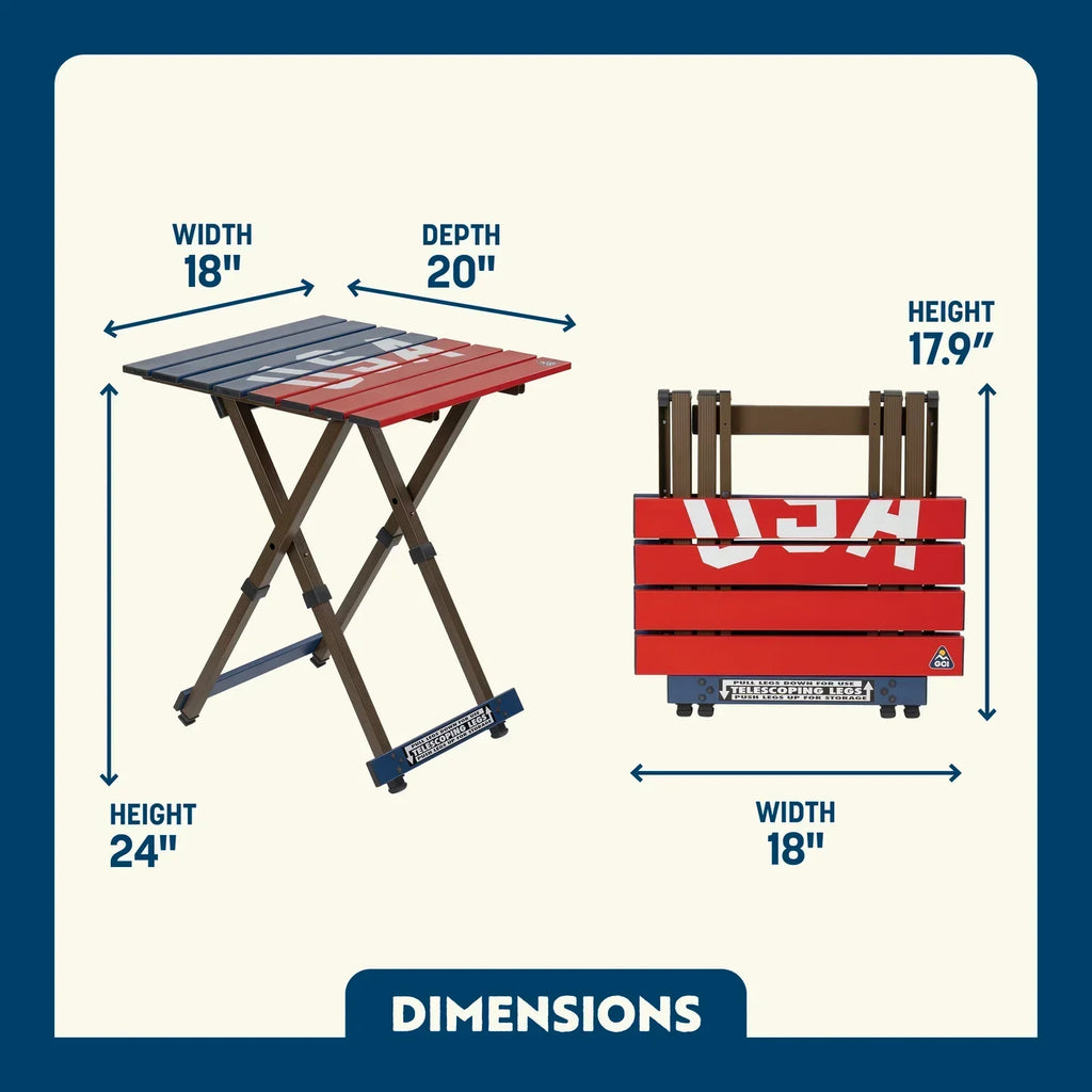 Slim-Fold Compact Camp Table 20 - USA Anniversary Deluxe - Choice 757 - Master Outdoor Kitchen Station for Tailgating & BBQ Detail