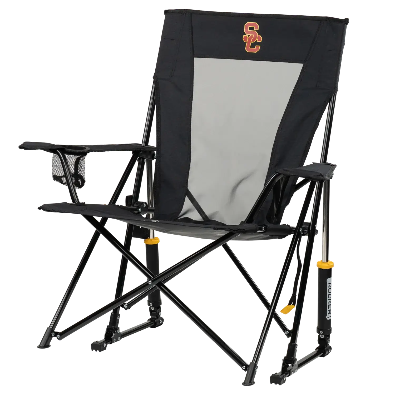 Heavy-Duty Freestyle College Comfort Pro Rocker - USC Trojans - Choice 856 - Heavy-Duty Kickback Rocker with Beverage Holder Detail